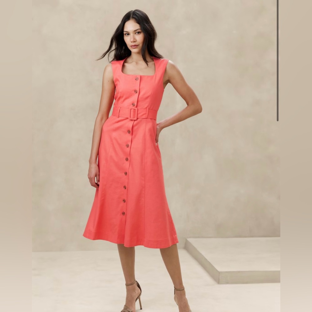 NWT Linen blend bottom midi dress